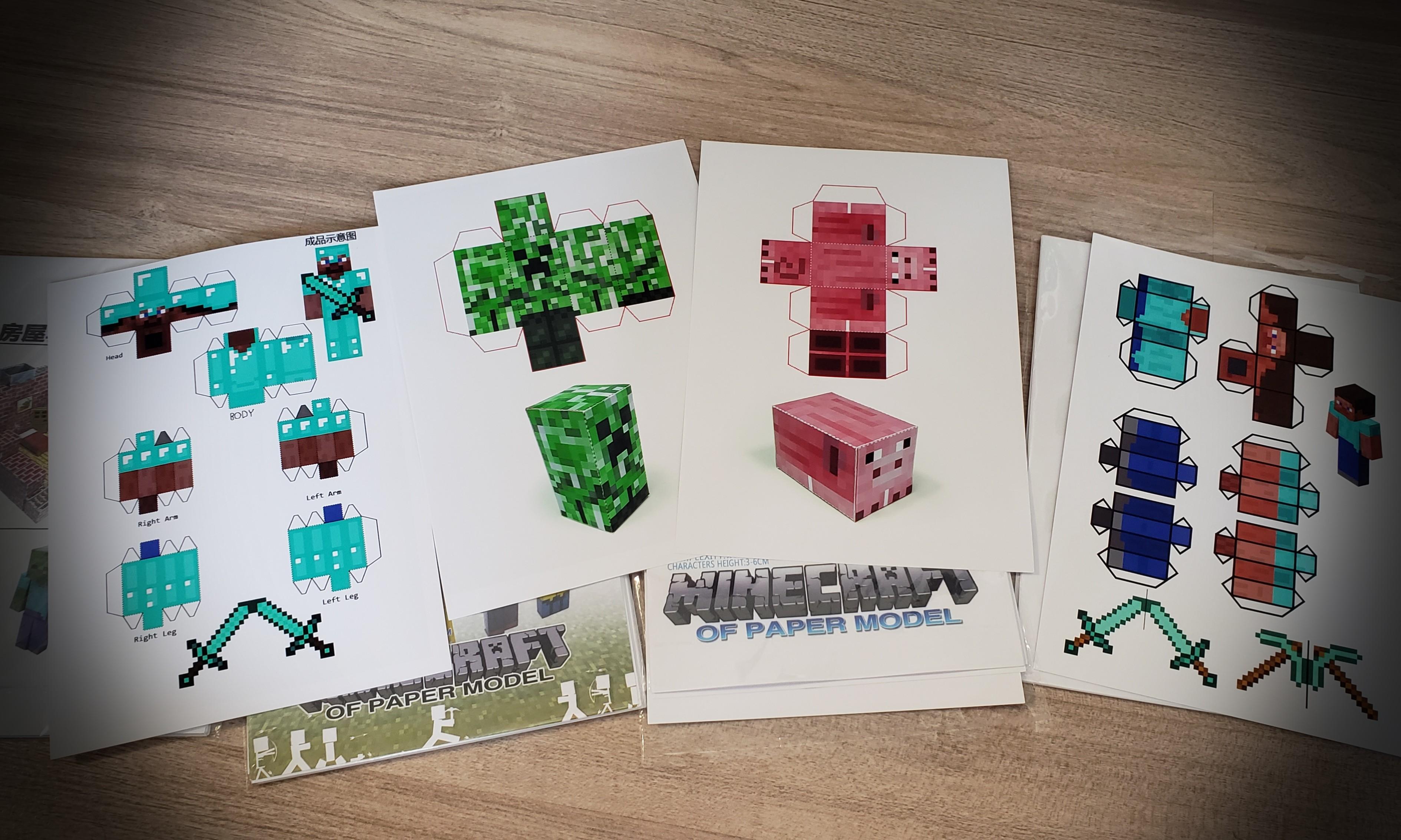 Minecraft DIY Cut and Paste paper art handicraft 3D puzzle paper model ...
