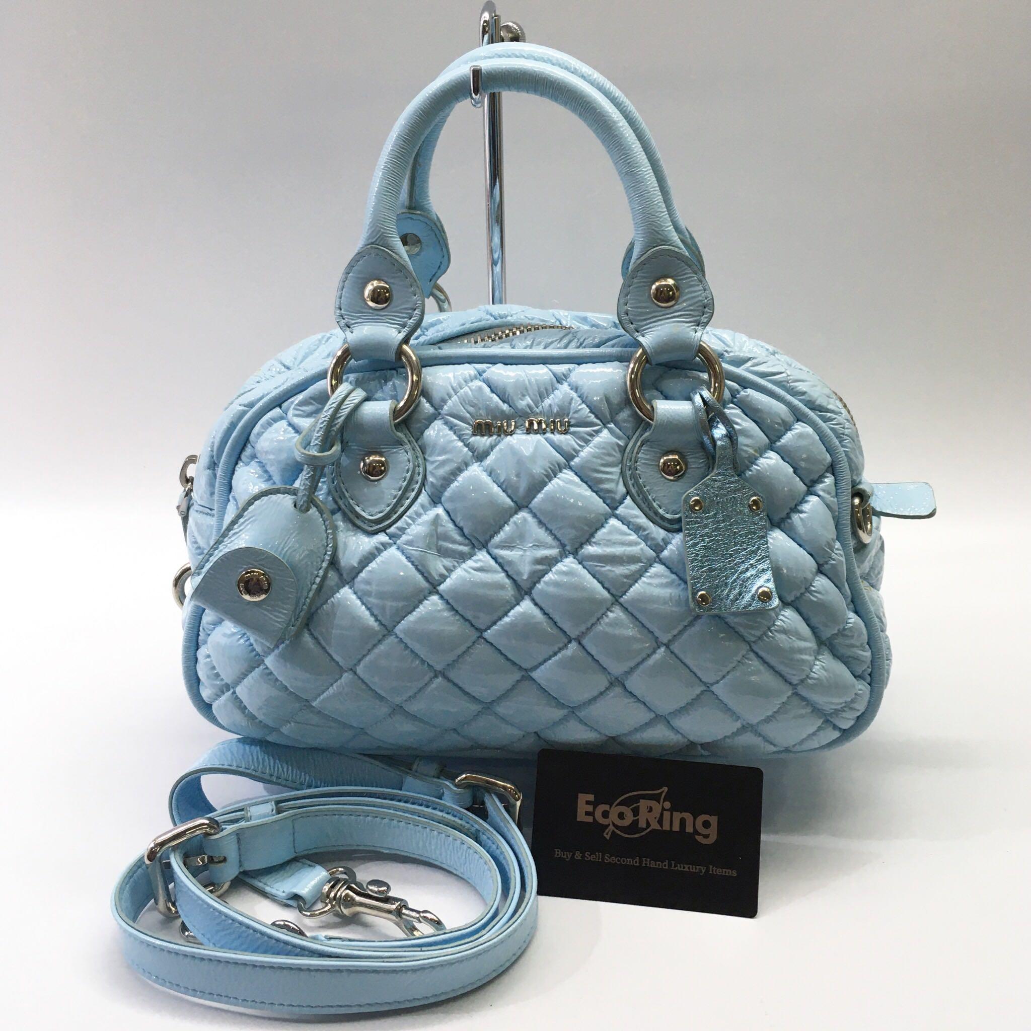 Miumiu Blue 2 Way Bag , Luxury, Bags & Wallets on Carousell