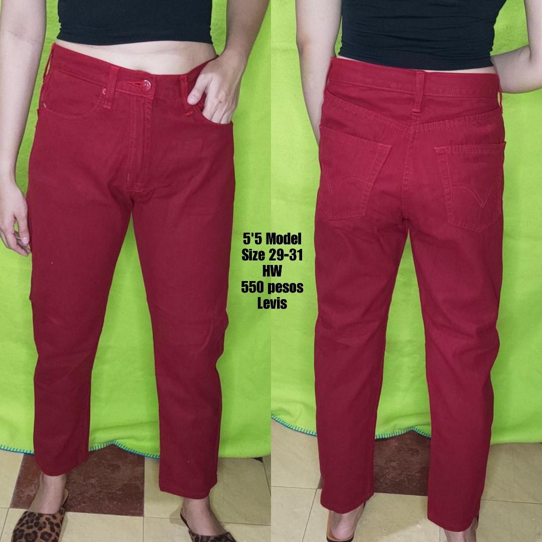 Mom's Jeans LEVIS Red Pants HW (Size 30-32), Women's Fashion, Bottoms, Jeans  on Carousell