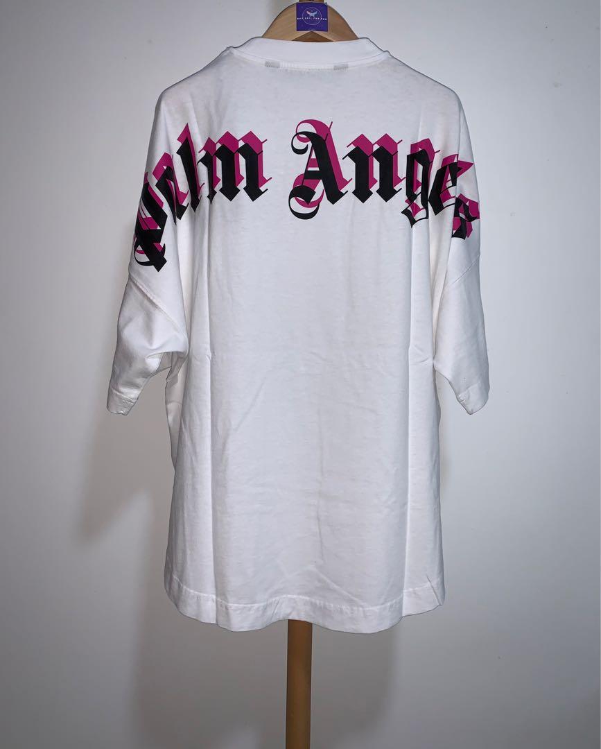 Palm Angels Double logo Mockneck Oversized Black Pink Tee, Men's Fashion,  Tops & Sets, Tshirts & Polo Shirts on Carousell