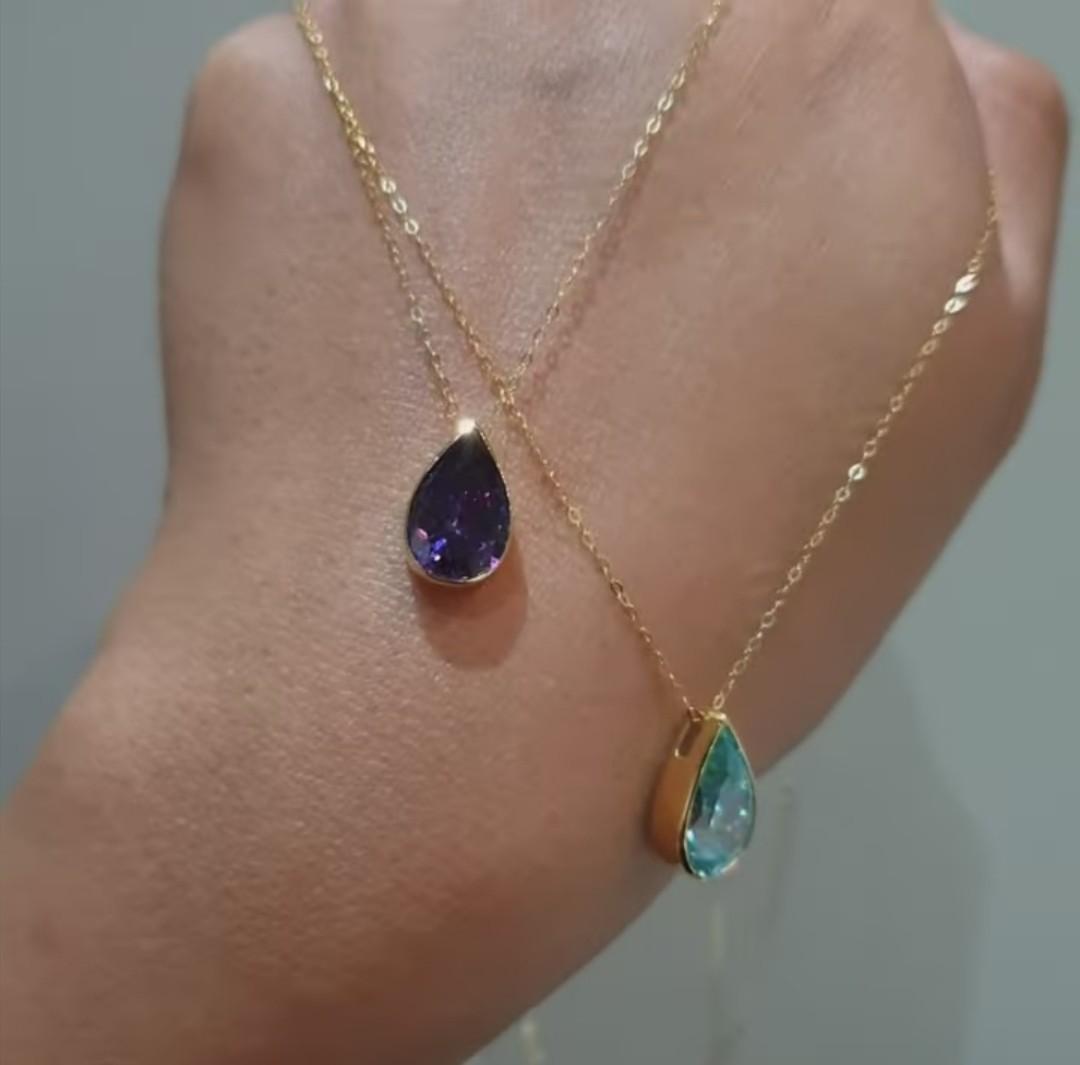 Pear Amethyst Aquamarine Necklace Women s Fashion Jewelry