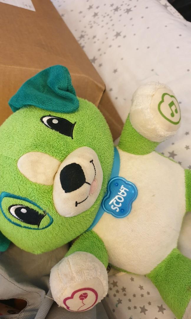 Scout Leapfrog (Category: Infant Playtime) located in Taguig. Submitted by coyprincess (Listing ID 1075553089, Image 2). Description: Great toy for stimulation. a lot of phrases to teach babies words and can customize with babies name. just plug jack from the battery housing in the back. perfect working condition just need to change battery. Needs cleaning due to storage. original price 1,999.