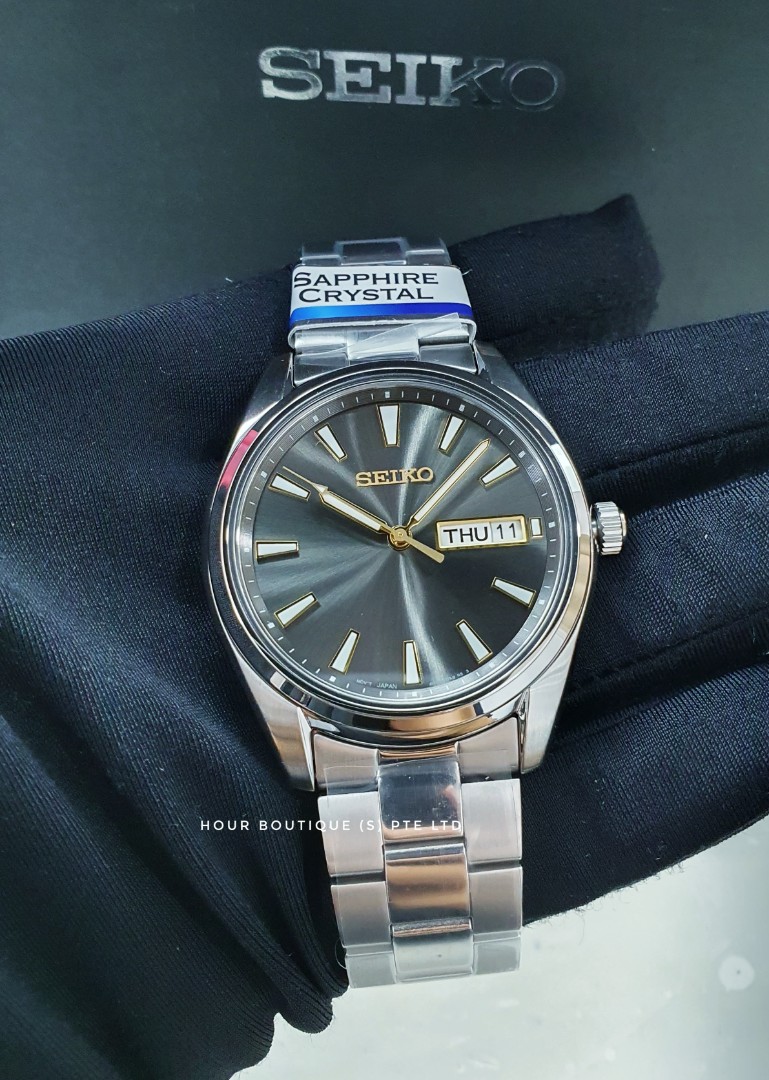 Seiko Sapphire Crystal Quartz Watch Grey Dial with Gold Index SUR343P1,  Mobile Phones & Gadgets, Wearables & Smart Watches on Carousell