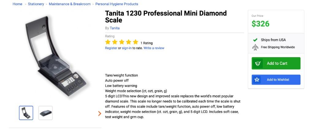 TANITA 1230 Carat Scale Fine Scale Professional
