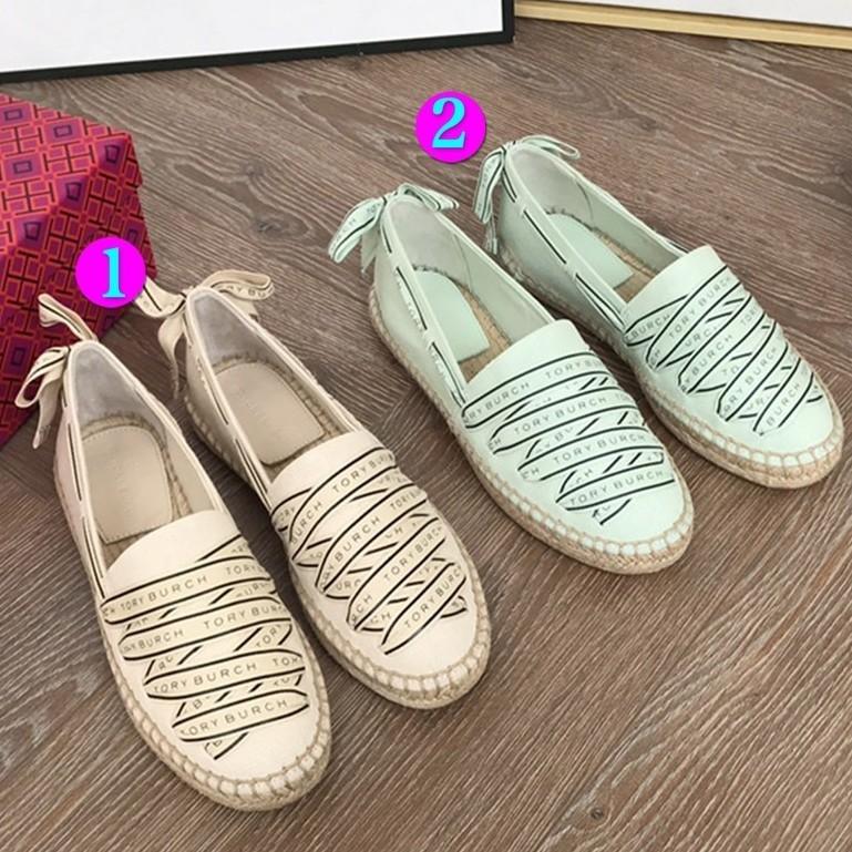 Tory burch Espadrilles Ribbon and Bow Loafers Shoes, Women's Fashion,  Footwear, Flats on Carousell