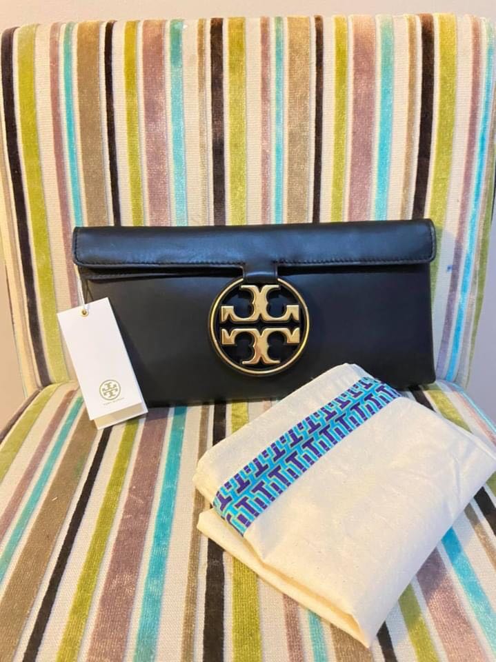 Tory burch gold miller clutch on sale