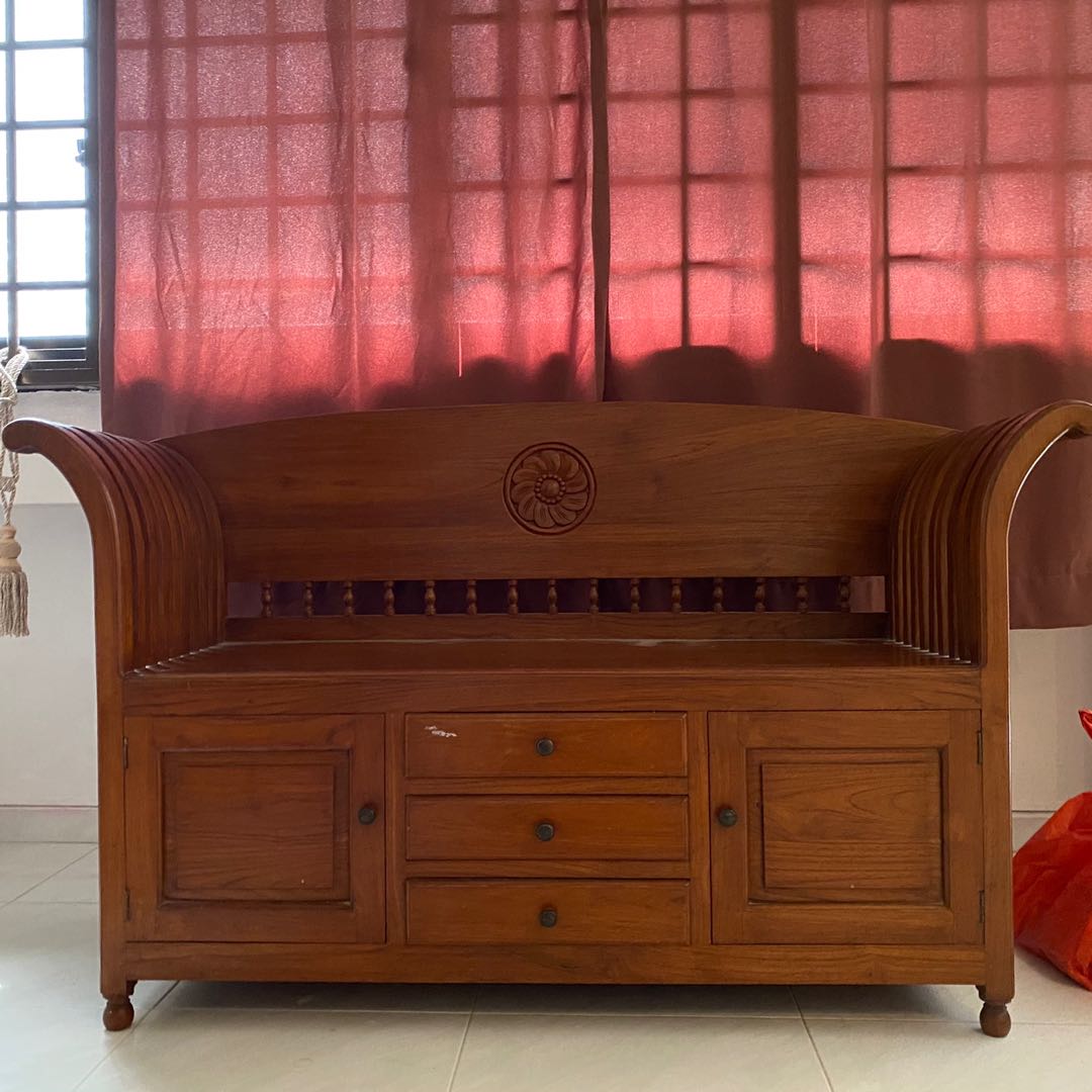 vintage wooden loveseat, Furniture & Home Living, Furniture, Chairs on