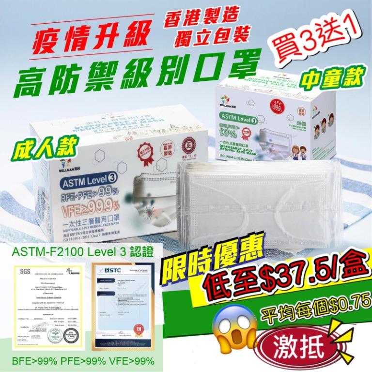 香港製造惠民口罩Wellman Mask(1盒50個獨立包裝), 健康及營養食用品, 口罩、面罩 Carousell