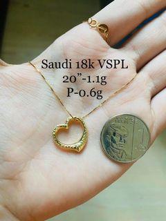 (004) 18k Saudi Gold Necklace 20"with pendant