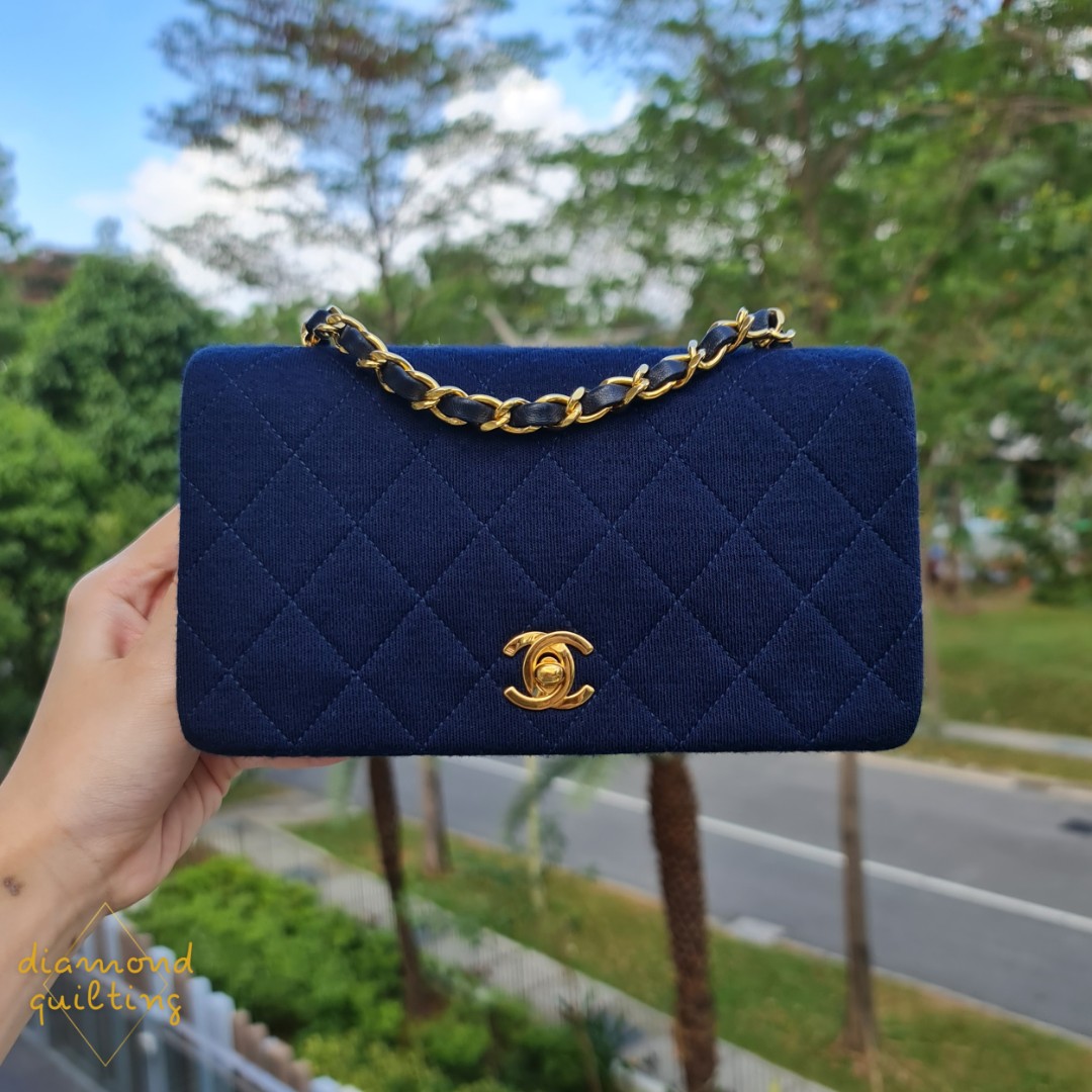 Chanel Blue Quilted Medium Classic Double Flap Bag of Lambskin