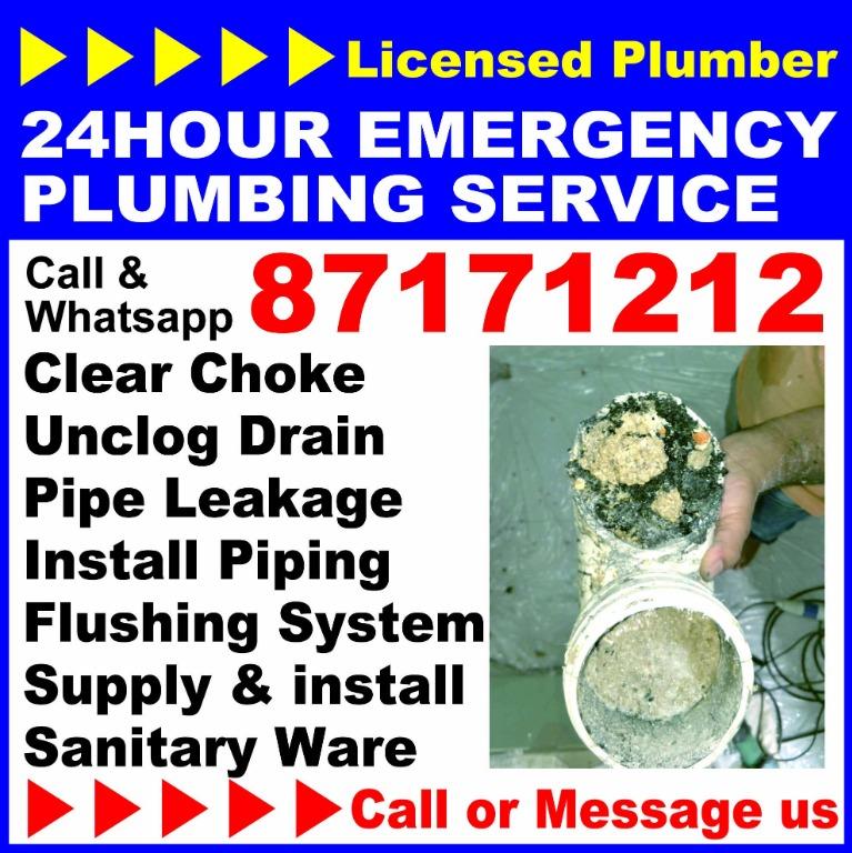 Clear Choke, Unclog Drain, Pipe Leakage, Install Piping, Flushing