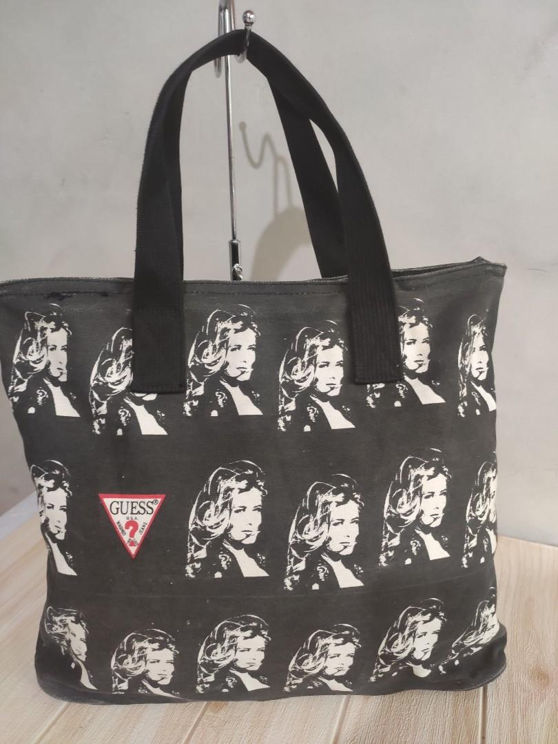 Guess canvas tote bag discount