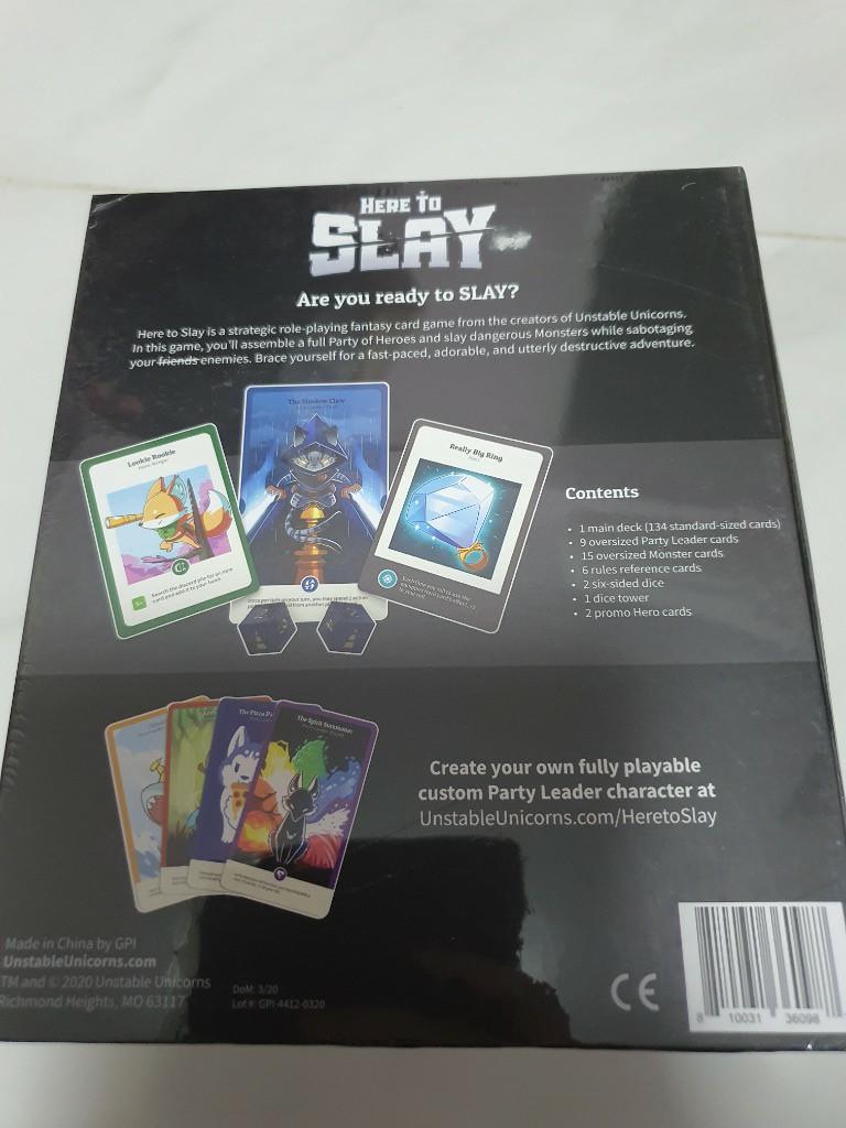 Here to Slay (Kickstarter Exclusive Edition) + KSE expansions + card  sleeves, Hobbies & Toys, Toys & Games on Carousell