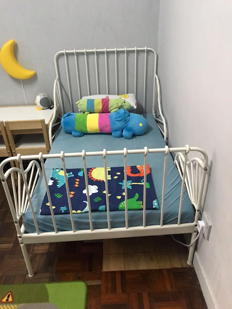 Ikea Minnen Extended Bed with Mattress, Furniture & Home Living