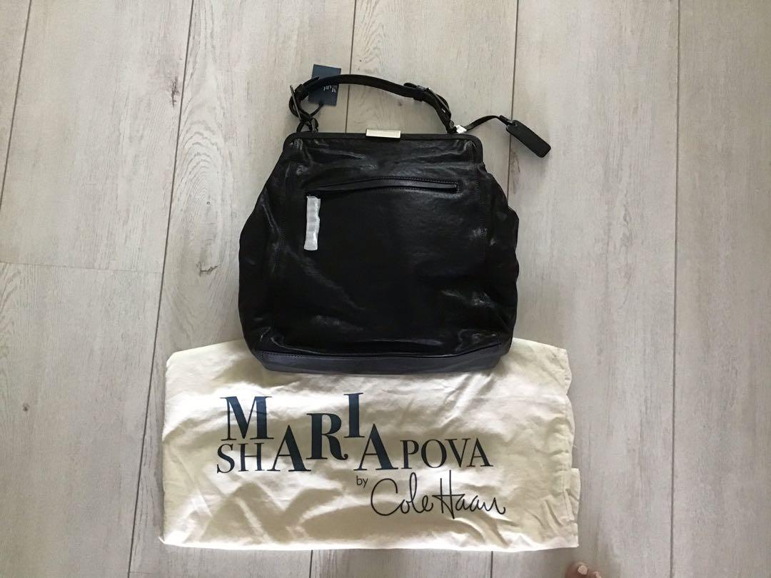 NWT Cole Haan Black Leather Alexis Frame Bag Maria Sharapova