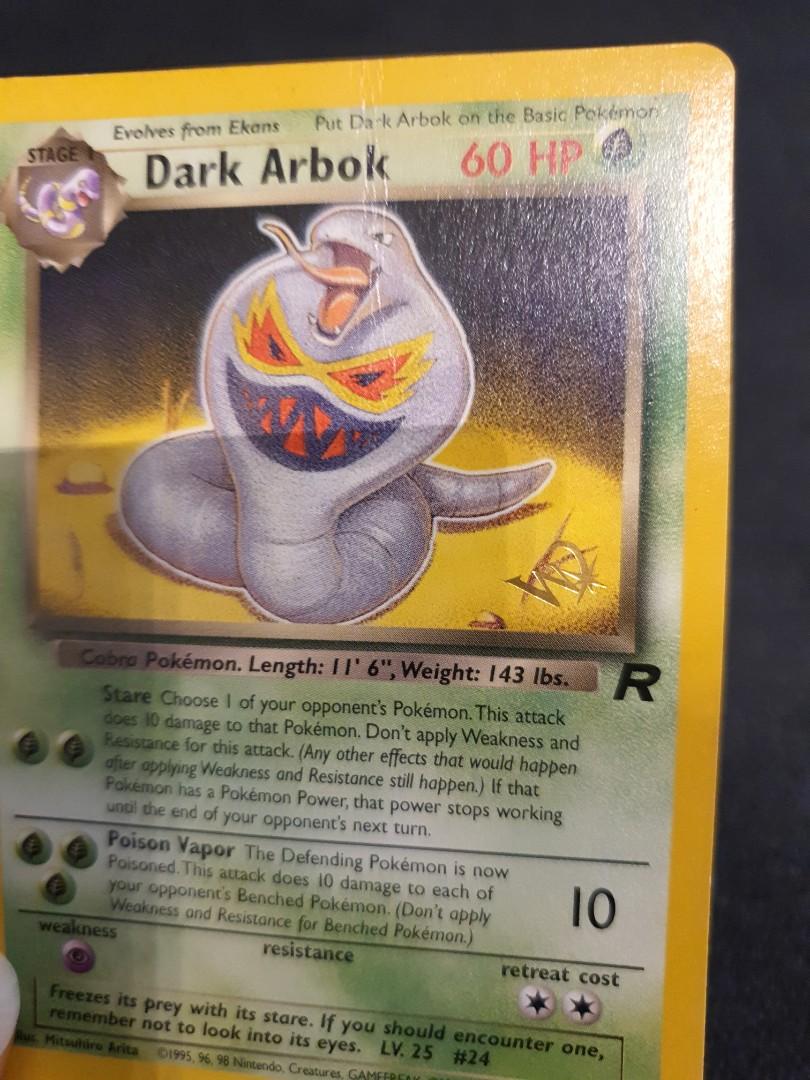 Pokemon card - Rare Dark Arbok with Wizards imprint, Hobbies & Toys, Toys &  Games on Carousell