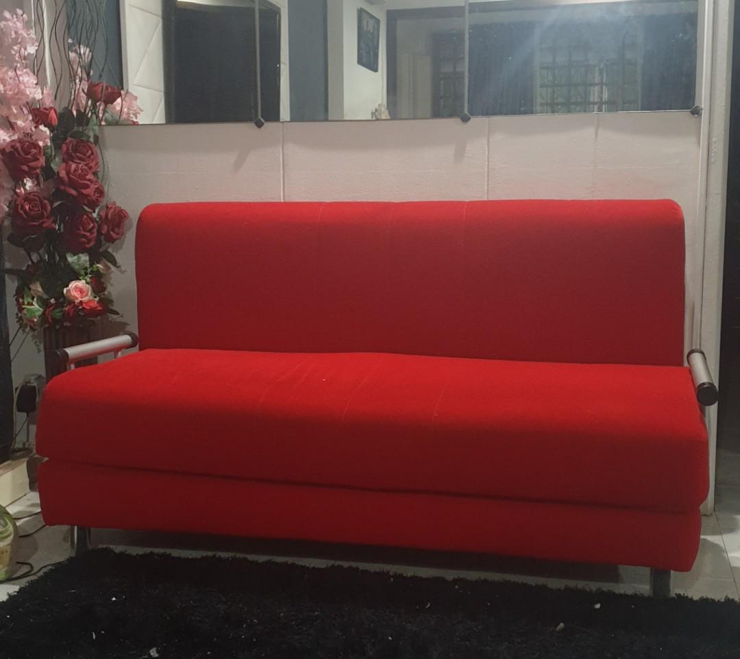 Red Queen Size Sofa Bed, Furniture & Home Living, Furniture, Sofas on