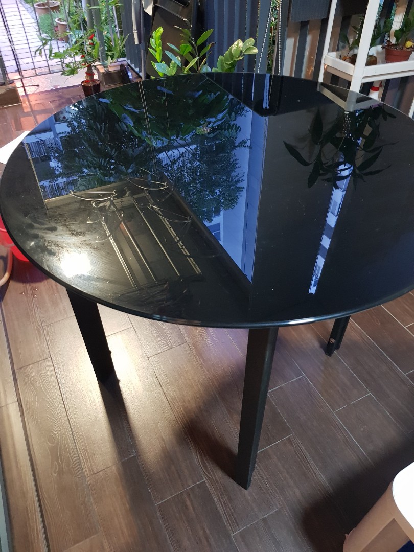 Round tinted glass table, Furniture & Home Living, Furniture, Tables & Sets on Carousell