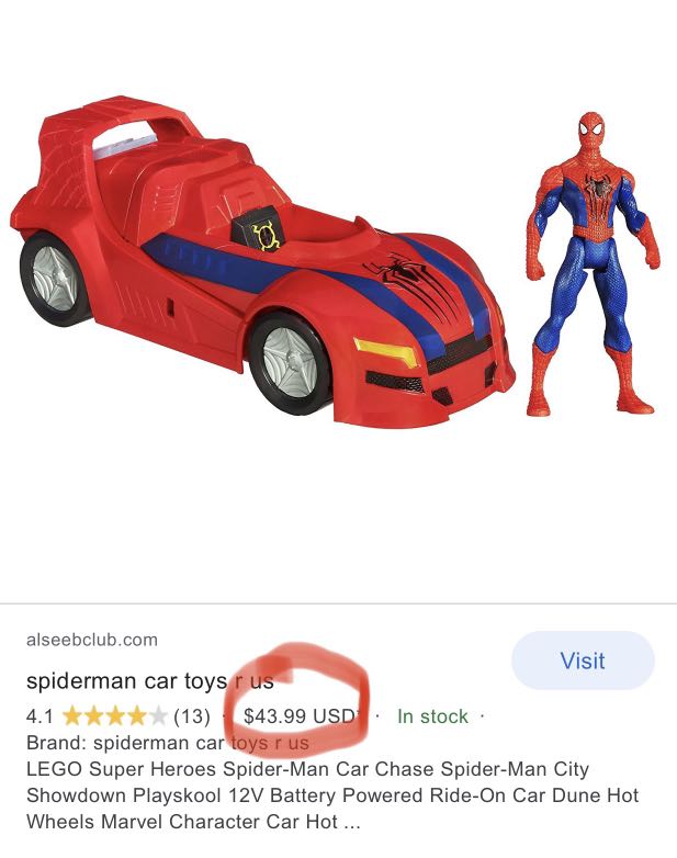Spiderman car toy sales