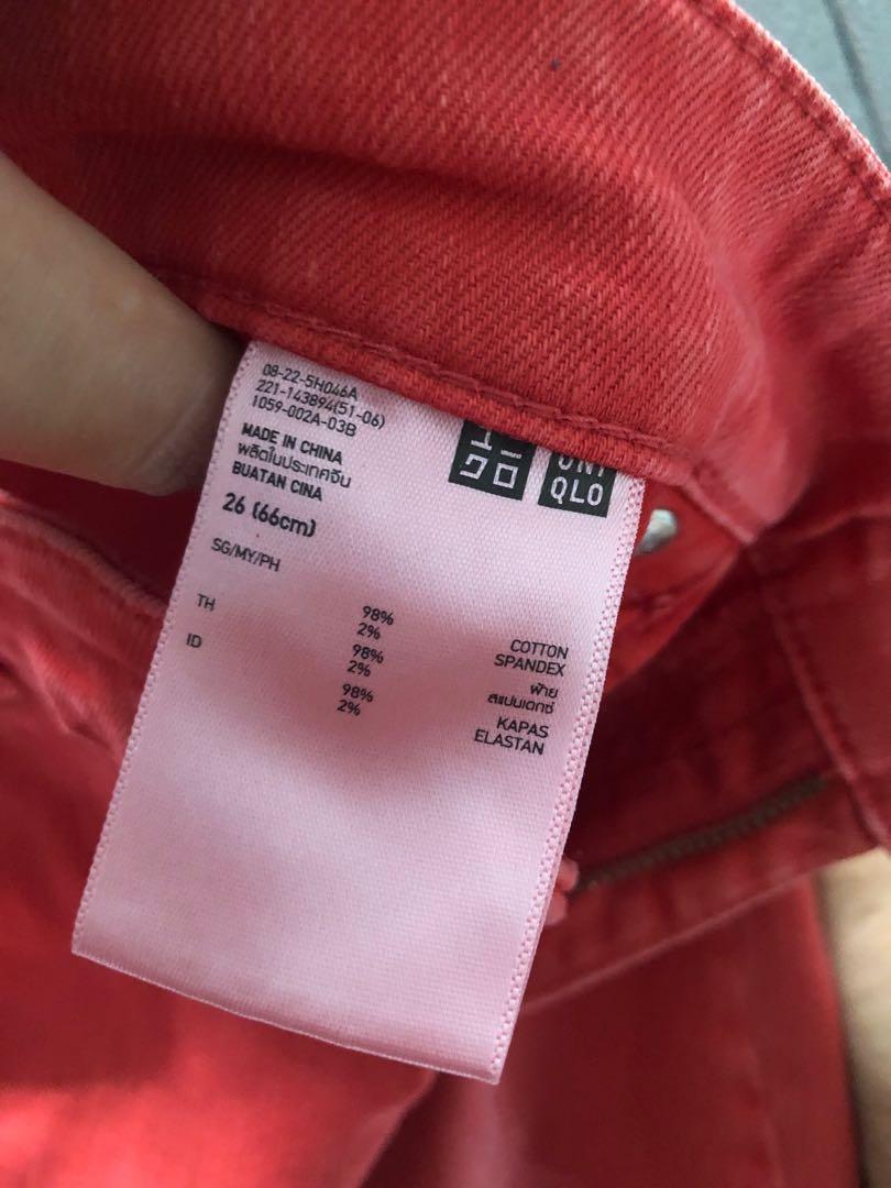 Uniqlo Jeans Slim Fit Tapered Silhouette (red), Women's Fashion ...