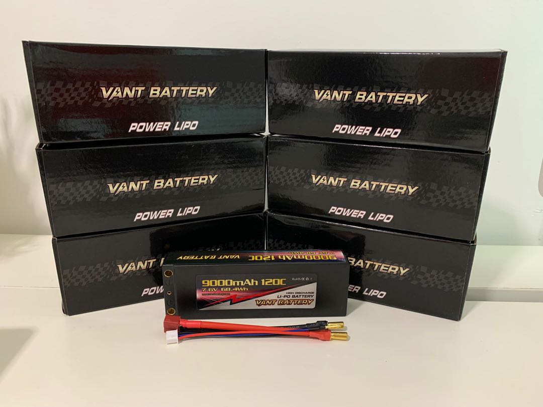 Vant HV Graphene lipo battery 9000mAh 7.6V 120C 2S2P, Hobbies & Toys