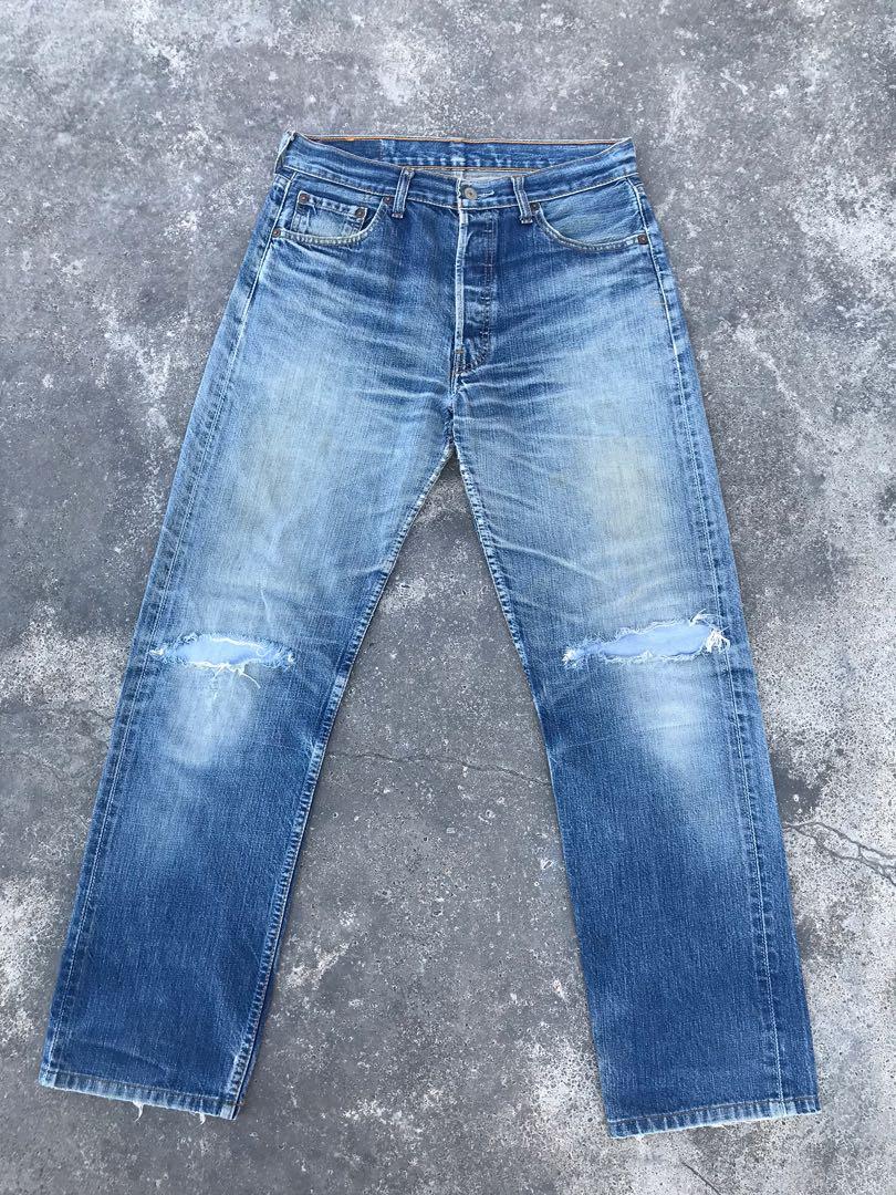Vintage Levi's 501 Jeans Rip and Repair Kurt Cobain Style W30 