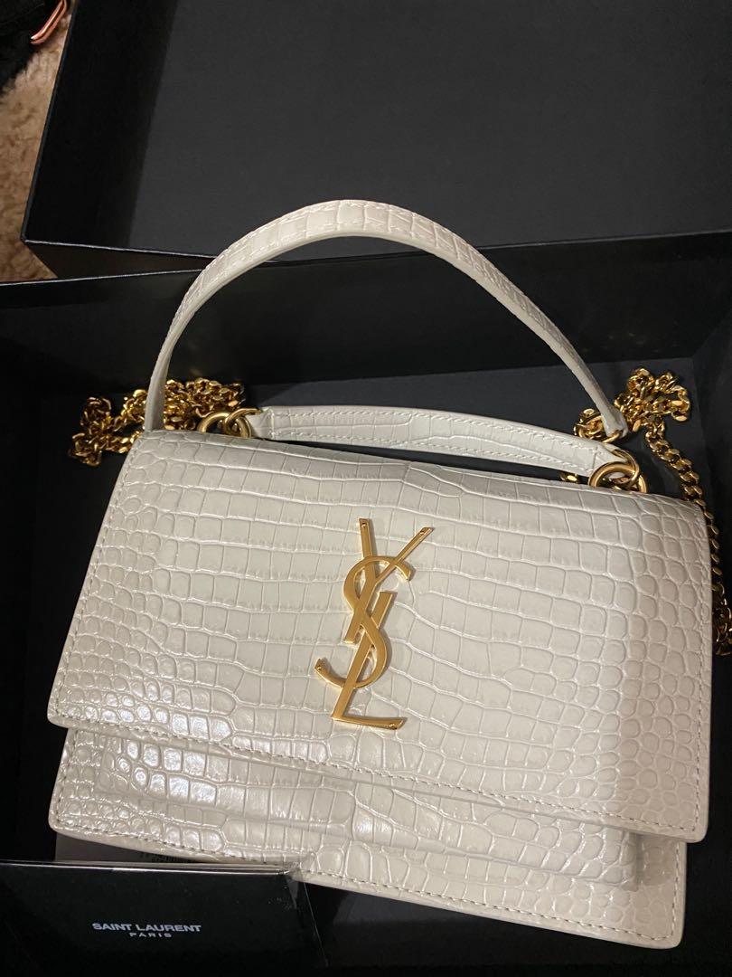 YSL saint laurent small sunset crossbody bag white croc, Luxury, Bags ...