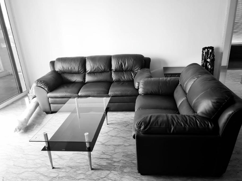 1 Set Sofa Kulit Informa 3 Dan 2 Seat Perabotan Rumah Di Carousell