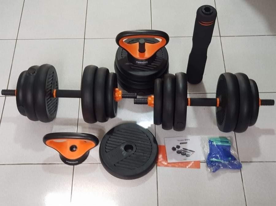 4in1 dumbbell set (Category: Weights & Dumbbells) located in Valenzuela. Submitted by carlo_023 (Listing ID 1076102085, Image 3). Description: Available weight 20kg P3,000 25kg P3,200 3okg P3,500 40kg P4,000(out of stock) 4in1 Kettlebell Dumbbell Barbell Push up stand.