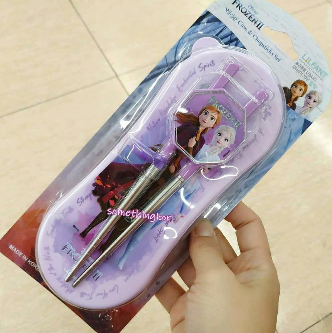 💜訂購🌈韓國Korea Disney Frozen 冰雪奇緣兒童學習筷子連收納盒, 傢俬＆家居, 廚具和餐具, 餐具和餐具- Carousell