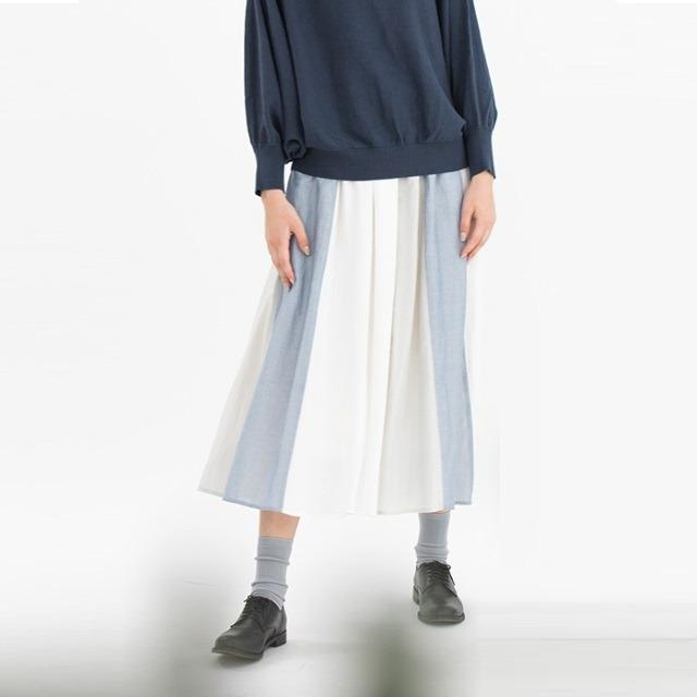 日本nop de nod 米白配藍色拼布闊身長褲, 女裝, 外套及戶外衣服- Carousell