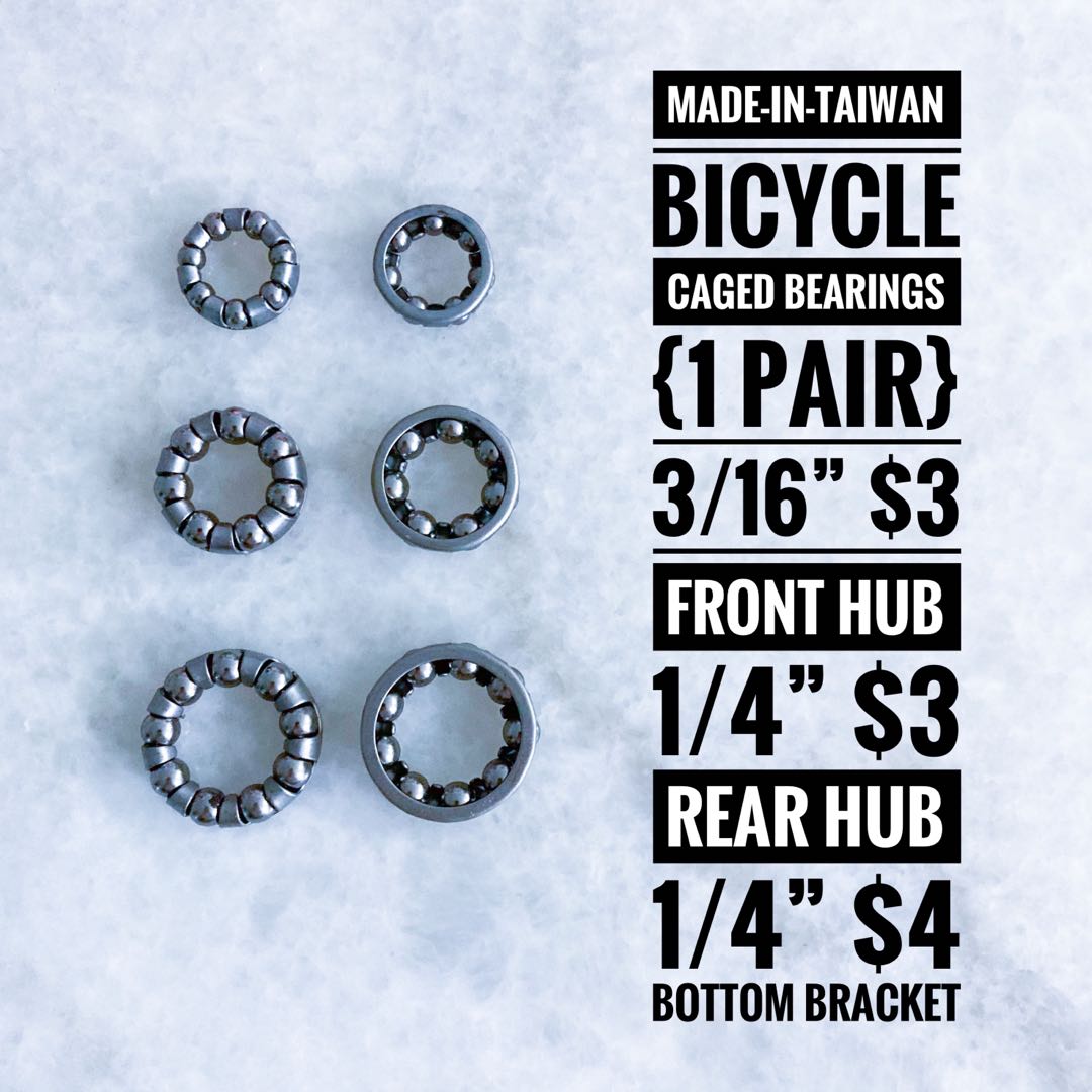 Bicycle Caged Bearings (1 PAIR) Front Hub, Rear Hub, Bottom Bracket