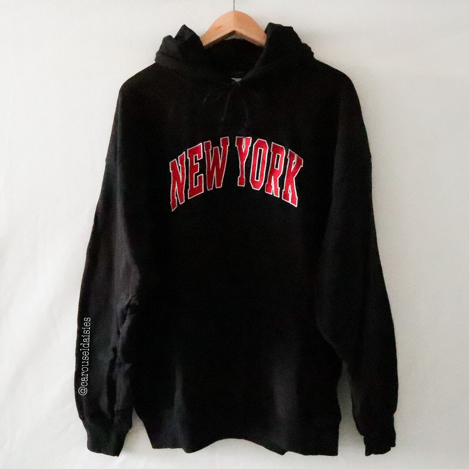 Brandy Melville Christy New York Hoodie (Black with red embroidery),  Women's Fashion, Tops, Other Tops on Carousell