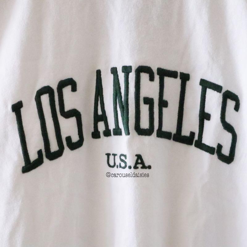 Brandy Melville Helen Los Angeles Top (White with green embroidery ...
