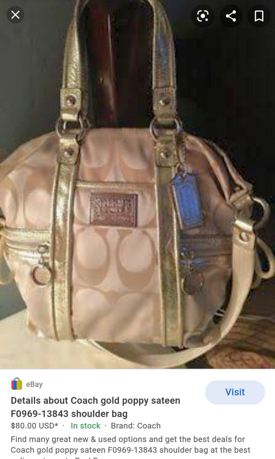 gold coach poppy purse