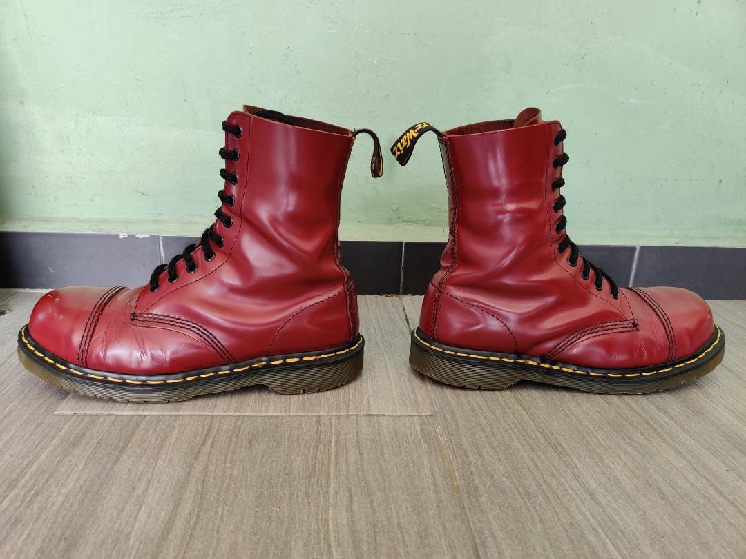 Dr martens cherry red steel toe shop