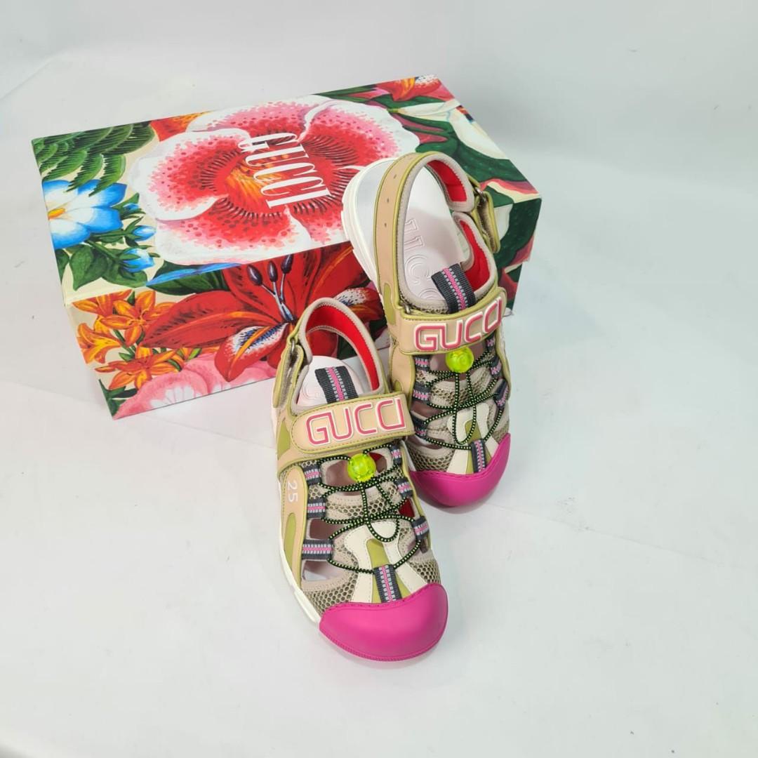 Leather and mesh sandal gucci sales