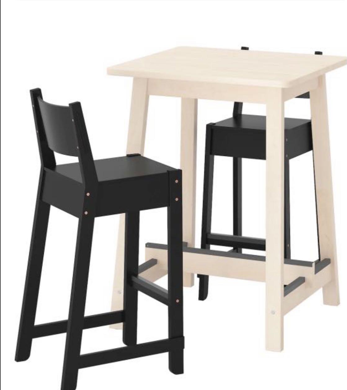Ikea Dinner Norakker Bar Table Dining Wood High Furniture Set Norraker Bar Table A Set Of Ingolf Chair In White