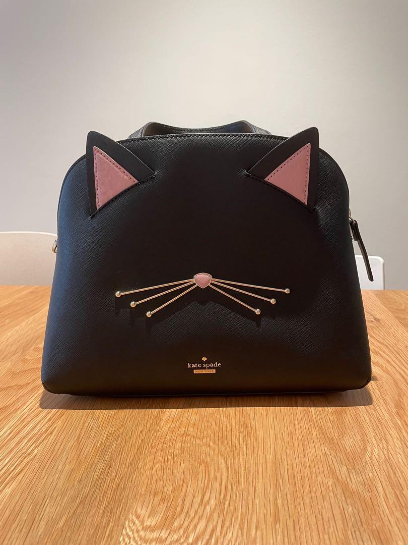 Kate Spade Cat Purse. Faux Fur in black. Pink ears,... - Depop