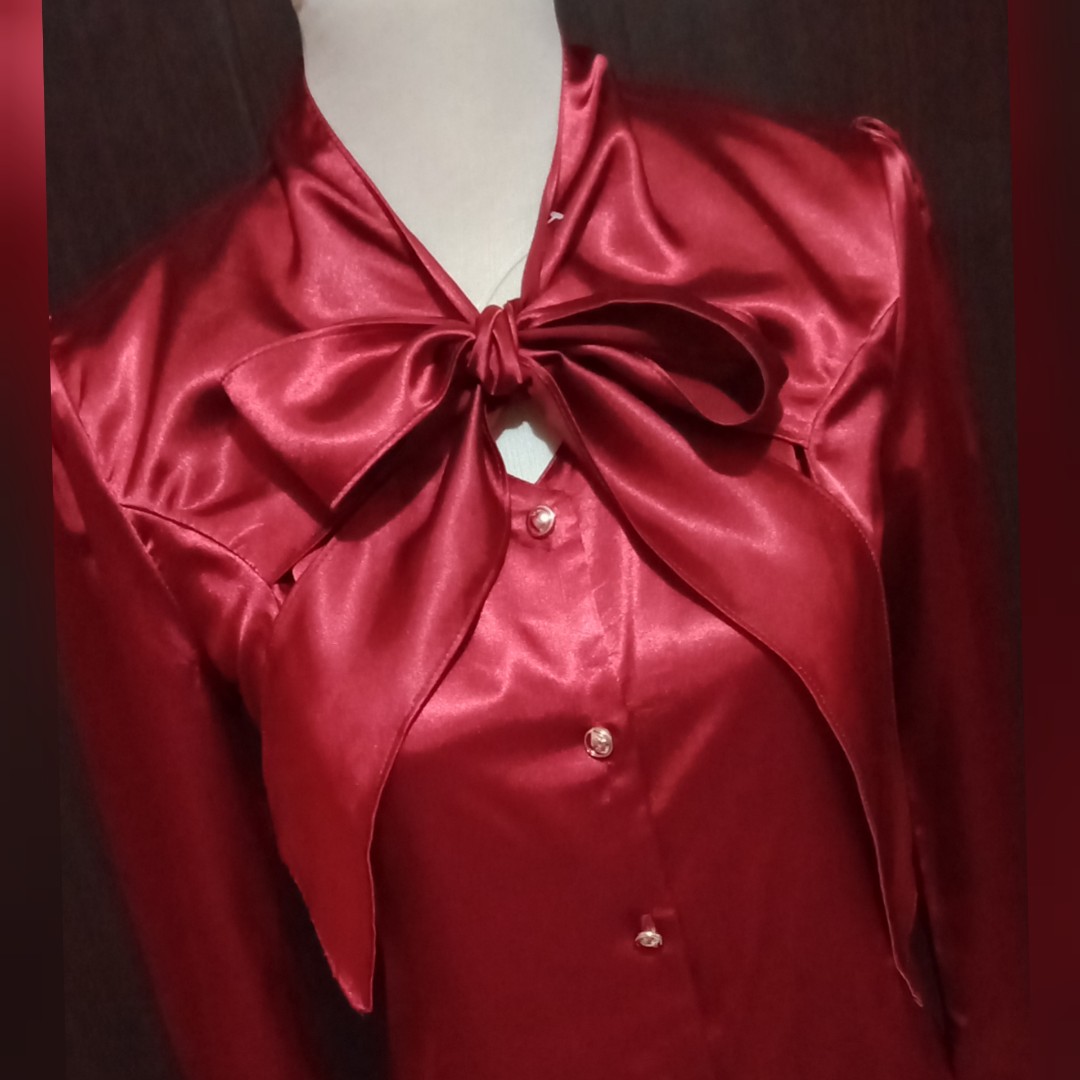 maroon satin blouse