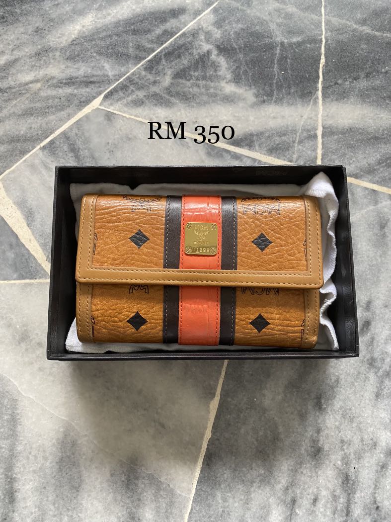 Authentic MCM Cognac Long Wallet, Luxury, Bags & Wallets on Carousell