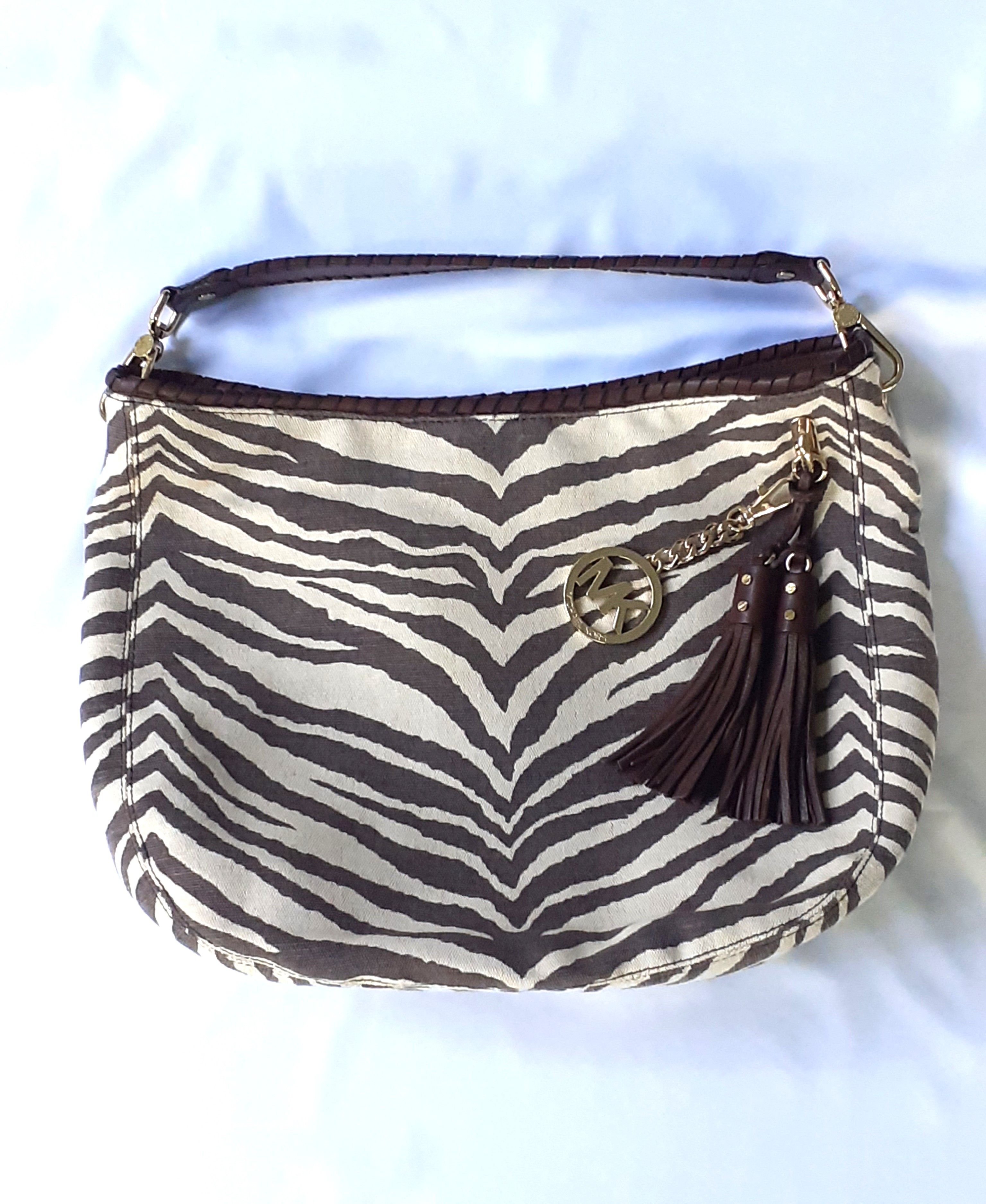 MICHAEL KORS Lauryn bag in leather and tiger print canvas 12in x 14.5in x 4in never used Women s Fashion Bags Wallets Purses Pouches on Carousell