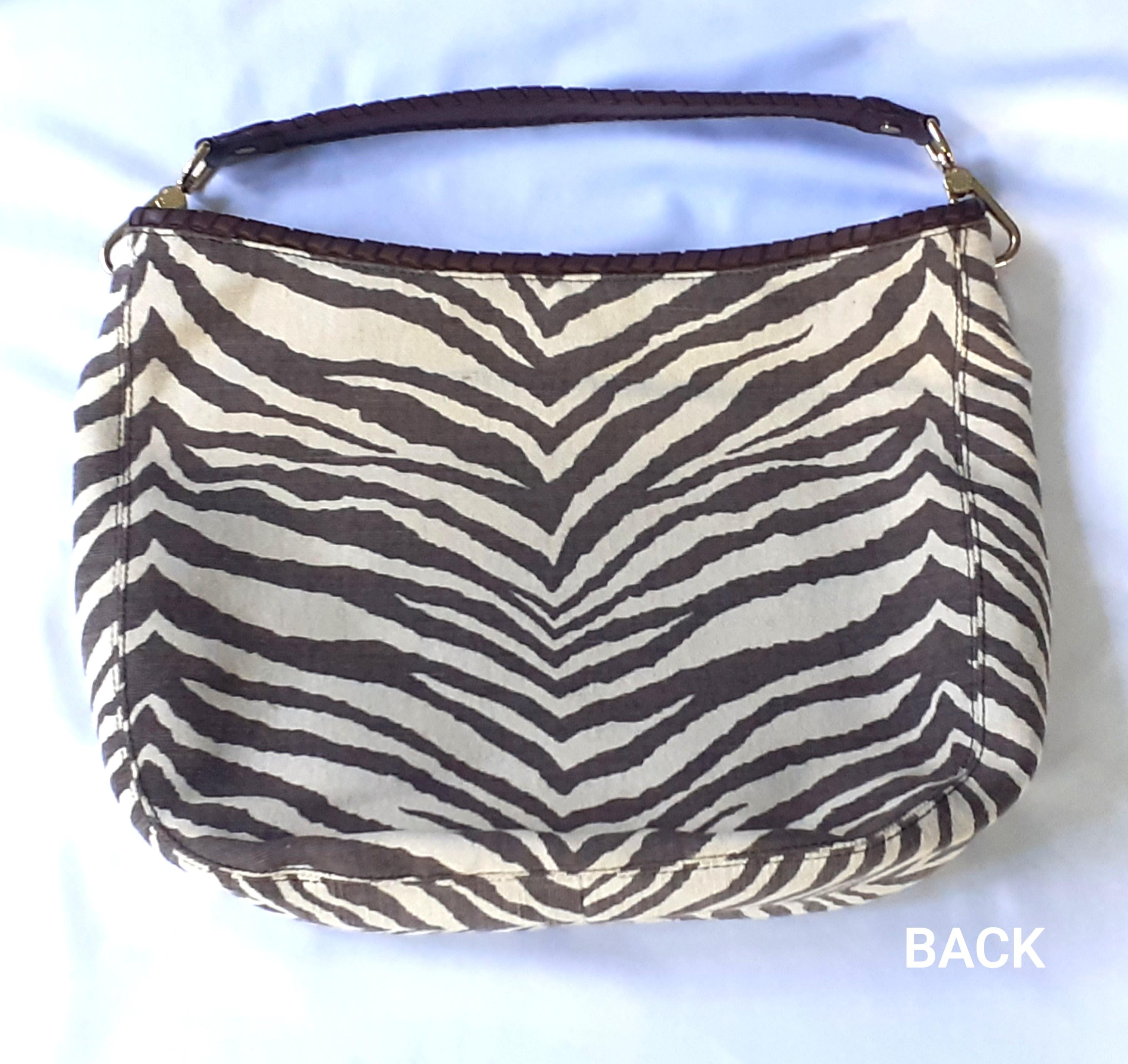 MICHAEL KORS Lauryn bag in leather and tiger print canvas 12in x 14.5in x 4in never used