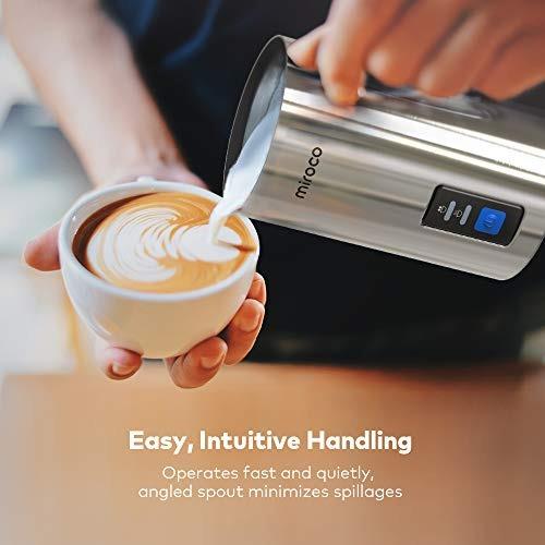 Miroco espumador de leche eléctrico de acero inoxidable, calentador  automático de leche caliente y fría para latte, máquina de espuma para café,  chocolates calientes, capuchino, calentador con control Strix, 120 V, TV