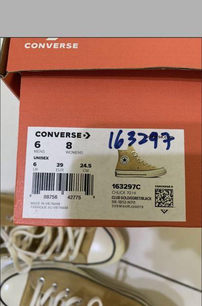 Original converse chuck 70s hi club gold egret black Men s