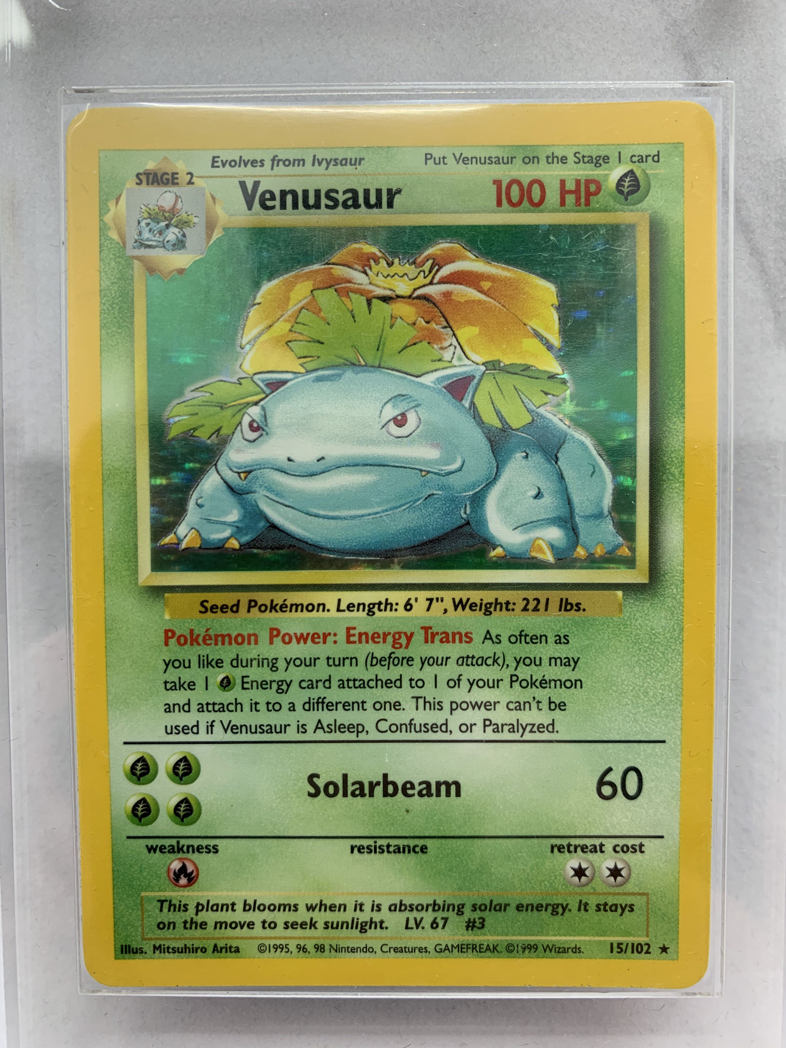 Pokemon TCG -Venusaur Holo Base Set Unlimited Rare Card 15