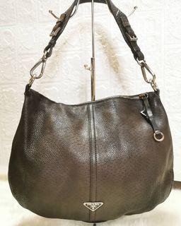 Prada brown leather shoulder bag
