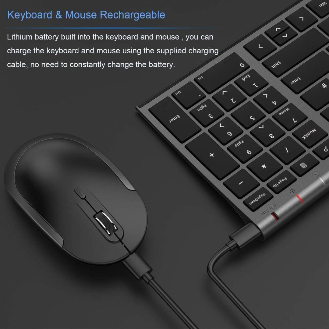 Rechargeable Keyboard Mouse, Jelly Comb KS152 2.4GHz Wireless Keyboard