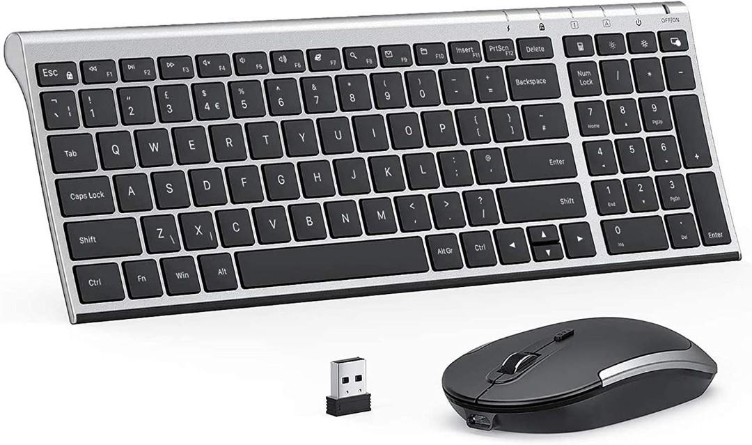Rechargeable Keyboard Mouse, Jelly Comb KS152 2.4GHz Wireless Keyboard
