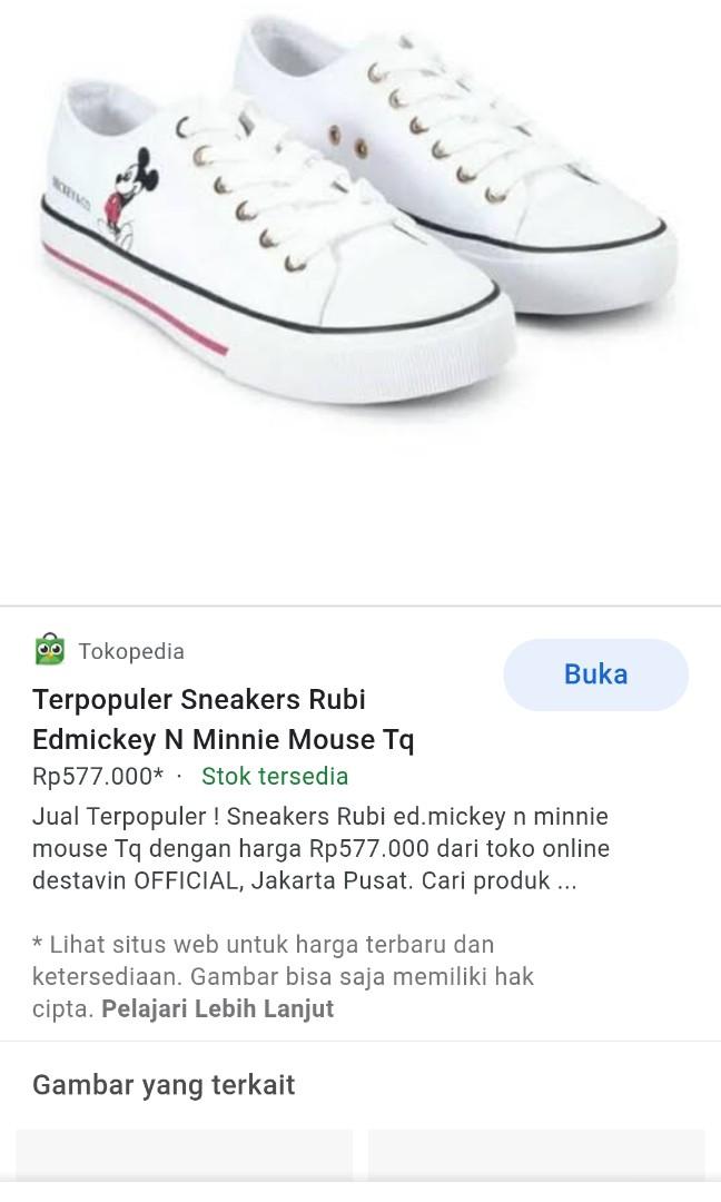 Sepatu Rubi white Disney sneakers not zara, Fesyen Wanita, Sepatu